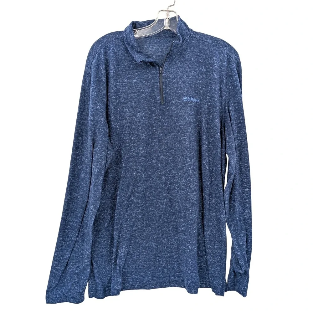 Heathered Blue Quarter Zip Pullover Lightweight Outdoor Magellan XL‎